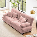 Loveseat Modular Sectional Sofa, Cloud Couch 2 Seater Sectional Couch Home Sofa Living Room Oversized Couch, Modern Deep Seat Couch with Chaise with Round Bolster Armrests 4 Pillows(Pink) by CozyNest Decor
