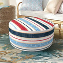 Inflatable Ottoman Stool D21 xH9 for Outdoor/Indoor Use, Water Repellent Patio Foot Rest Stool with Portable Handle,Round Pouf Ottoman Suitable for Garden,Deck and Camping - Stripe Red Blue by CozyNest Decor