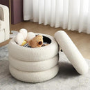 ONEVOG 20" Round Storage Ottoman with Removable Lid, Off-White Boucle Fabric Footrest Pouf, Sherpa Tufted Small Coffee Table Vanity Ottoman Foot Stools for Living Room Couch, Bedroom, Dorm, Nursery by CozyNest Decor