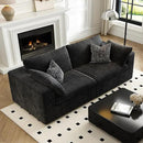 LoveSeat Cloud Couch Modular Sectional Sofa for Living Room,Modern Sofa with Deep Seat，2 Seater Boneless Couch,Comfy Upholstered Corduroy Couches for Apartment, Studio, Office,Bedroom，Black by CozyNest Decor