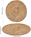 Defined Deco Woven Placemats Set of 4,12" Round Rattan Placemats,Natural Hand-Woven Water Hyacinth Placemats,Farmhouse Weave Place Mats,Rustic Braided Wicker Table Mats for Dining Table,Home,Wedding. by CozyNest Decor