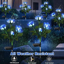 Solar Garden Lights Outdoor, 4 Pack Solar Flower Lights Outdoor Waterproof with 16 Rose, 2 Modes Realistic Rose Flower for Yard, Pathway, Garden Decor & Gardening Gift by GreenHaven Gardens