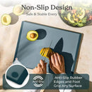 SMIRLY Plastic Cutting Board Set with Holder 3 Pieces, Non-Slip Dishwasher Safe Chopping Boards for Kitchen, Blue by CozyNest Decor