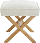 Amazon Basics Small Ottoman Foot Rest, Mid-Century Modern X Square Polyester Foot Stool, Linen, Ivory White, 18"D x 19.8"W x 18.3"H (Previously Rivet Brand) by CozyNest Decor