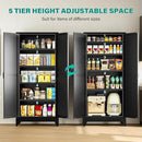 75" Tall Pantry Cabinet,Farmhouse Kitchen Pantry Storage Cabinets with 2 Doors and 5 Shelves,Black Metal Storage Cabinet,Large Cupboard for Home,Kitchen,Dining/Living Room by CozyNest Decor