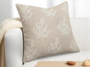 VAGMINE Embroidered Leaves Throw Pillow Cover - 20x20 Inches Square - 100% Linen Natural Throw Pillowcase - Elegant Neutral Leaf Design - Minimalist Rustic Home Accent for Sofa, Bed, Couch, Lounge by CozyNest Decor