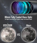 SpectrumOI Telescope for Kids, Telescope for Adults Astronomy Gifts, Telescope for Kids 8-12 - Premium EQ Refractor Telescope 80mm Aperture with Aspherical Eyepiece by TinyTreasures Baby Boutique