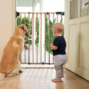 Babelio 34" Extra Tall Baby/Dog Gate with No Threshold Design Walk Thru Door, 26-43" Auto Close Safety Gate for Babies, Elders and Pets, Fits Doorways, Stairs, and Entryways, Brown Wood Pattern by TinyTreasures Baby Boutique