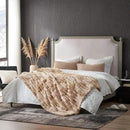 Cozy Bliss Faux Fur Throw Blanket for Couch, Cozy Warm Plush Striped Blanket for Sofa Bedroom Living Room, 60 * 80 Inches Tie-dye Kahki by CozyNest Decor