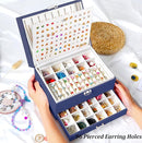 Earring Jewelry Box for Women Girls Stud Organizer, 5 Layers Navy Jewelry Organizer Box With Lock Earring Holder Organizer Ring and Necklace Jewelry Box with Earrings Holder for Women Girls by TinyTreasures Baby Boutique