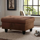 Ottoman Rectangular Storage Ottoman Bench, Flannel Footrest Stool Footstool with Lid for Living Room, Bedroom, Entryway, Chocolate, 28.5"x19"x17.5" by CozyNest Decor