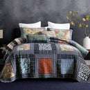 NEWLAKE Bedspread Quilt Set with Real Stitched Embroidery, Paisley Grid Pattern,Queen Size by CozyNest Decor