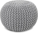 REDEARTH Round Boho Pouf Ottoman - Cable Knitted Cord Boho Pouffe - Stuffed Poof Accent Beanbag Footrest for Living Room - Nursery - Bedroom - Covered Patio - Study Nook (19.5"x19.5"x14") - Gray by CozyNest Decor