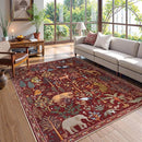 OJIA Jungle Print Washable Area Rugs 5x7, Soft Rugs for Living Room Ultra-Thin Non-Shedding Modern Bedroom Rug, Stain Resistant Throw Rug Large Carpet for Kids Nursery Dining Room, Red by TinyTreasures Baby Boutique