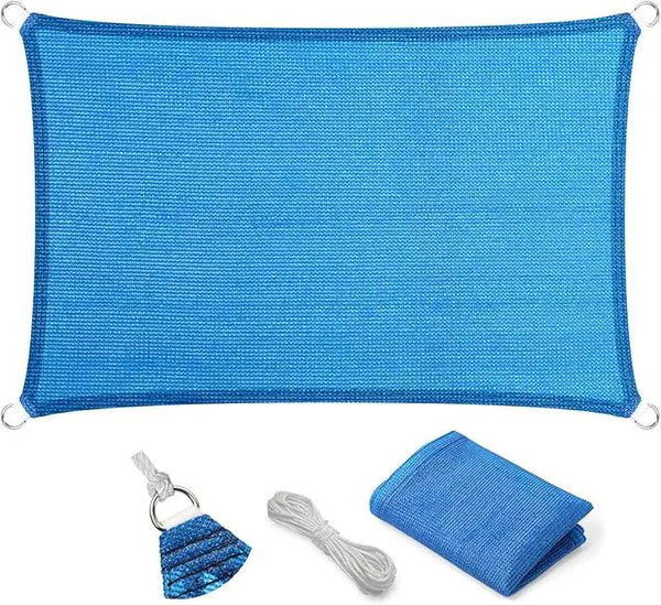 Eden's Decor Straight Flat-Edged Sun Shade Sail Rectangular 9' x 14' Blue UV-Blocking Outdoor Canopy Fabric Cloth Awning for Pergola Patio Garden Backyard Custom Size