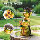 Garden Turtle Outdoor Statues, Solar Garden Statue Two Sweet Frog Face Turtles Decor with 3 LED Lights, Unique Art Resin Gifts for Patio Lawn Porch Yard by CozyNest Decor
