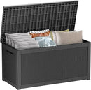 320 Gallon Outdoor Storage Box Waterproof Lockable Resin Deck Box Large, Patio Storage Bin for Pool Accessories Cushion Furniture, Garden Tools, UV-Resistant Outside Delivery Black by CozyNest Decor