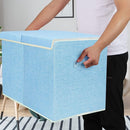 popoly Large Toy Box Chest with Lid, Collapsible Sturdy Toy Bin Storage Organizer Boxes Baskets for Kids, Boys, Girls, Nursery, Playroom, 25"x13" x16" (Linen Blue) by TinyTreasures Baby Boutique