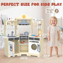 ANPABO Play Kitchen for Kids, Wooden Kitchen Playset w/Real Lights & Sounds, Coffee & Ice Maker, Microwave, Stove, 30Pcs Accessories Include Play Food, Pretend Play Set for Boys & Girls, Yellow by TinyTreasures Baby Boutique