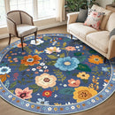 Floral 8ft Area Rug Machine Washable Soft Print Boho Carpet Non Slip Doormat Low Pile Flower Area Rugs for Living Room Bedroom Nursery Kitchen Dining Room Indoor-Blue/Grey by TinyTreasures Baby Boutique