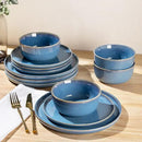 GBHOME Ceramic Dinnerware Sets for 4, 12 Pieces Stoneware Plates and Bowls Sets, Reactive Glaze Dishes -Scratch Resistant, Dishwasher&Microwave Safe-Alaskan Blue by CozyNest Decor