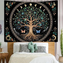 Lunerfex Tree of Life Tapastry Sun and Moon Tapastry Flower Boho Tree Mandala Wall Hanging for Bedroom and Living Room Decor Green Tree 60×80 Inches by CozyNest Decor