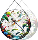 RIVEENY Stained Glass Window Hangings, 8" Stained Glass Decorations, Dragonfly Suncatcher for Indoor Garden Window Home Decor Dragonfly Gifts for Grandma,Mom by GreenHaven Gardens