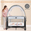 Pack N Play Tent - Mini Crib Tent to Keep Baby from Climbing Out - Crib Net to Keep Baby in - Pop Up Breathable Cribs Cover - Canopy with Upgrade Strong Mesh and Durable Zipper (Gray, Small) by TinyTreasures Baby Boutique
