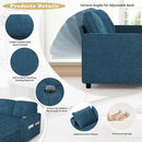 84 Inches Chenille Sectional Sofa w/Pull-Out Sofa Bed & Adjustable Back, Tufted L-Shaped Couch w/Storage Chaise, Sleeper Sectional Sofa w/USB Port & Cup Holders for Living Room, Blue by CozyNest Decor