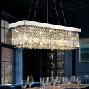 Modern Crystal Chandelier for Dining Room,6 Light K9 Crystal Rectangle Chandelier, Rectangular Pendant Ceiling Light Fixture for Living Room Kitchen Island L31.5''xW10''xH10'' by CozyNest Decor