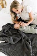 MakeMake Organics Organic Throw Blanket GOTS Certified Organic Cotton Blanket Knit Couch Bed Fall Colors Soft Neutral Cotton Throw Blanket Large (50x60, Charcoal Grey) by CozyNest Decor