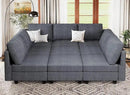Belffin Corduroy Modular Sectional Sofa 9 Seat Convertible Sectional Sleeper Sofa Bed with Storage Ottomans Modular Sectional Couch Bed for Living Room Dark Grey by CozyNest Decor
