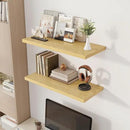 32" Floating Shelves for Wall, 12" Deep Slim Oak Floating Shelves, Wall-Mounted Shelves for Bedroom, Living Room, Kitchen, Bathroom - Set of 2 by CozyNest Decor