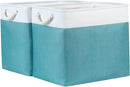 Bidtakay Storage Baskets Extra Large 17x12x15 In Teal Blue Nursery Toy Baskets Fabric Long Shelf Baskets for Organizing Set of 2 Linen Closet Bins for Shelves Decorative Blanket Basket Living Room by TinyTreasures Baby Boutique