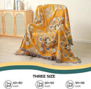 Boho Throw Blanket for Bed,100% Cotton Ultra Soft Lightweight Muslin 4-Layer Breathable Woven Throws 90''x 98'' Blanket Yellow Floral Printed Farmhouse Decor Bed Blankets by CozyNest Decor
