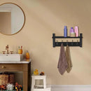 Sorbus Coat Hooks Wall Mount with Shelf – 16 Inch Coat Rack Wall Mount with 5 Heavy Duty Hooks – Floating Wall Shelf with Hooks for Entryway, Bathroom, Bedroom, Kitchen, or Mudroom (Black) by CozyNest Decor