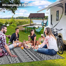 GAOMON Outdoor Plastic Straw Rug, 10'x20' Reversible Sage Green Patio Mat, Flower Modern Design for RV, Backyard, Deck, Camping, Picnic, Black/White(Bohemia) by CozyNest Decor