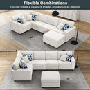 L Lengend Vansen Modular Sectional Sofa U Shaped Couch with Ottoman Modern Reversible Corner Sectional Couch for Living Room (Cream, U Shaped Sofa-1) by CozyNest Decor