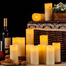 Flameless Candles Flickering LED Candles Set of 12 (D:2.2" X H:5") Ivory Real Wax Pillar Battery Opeated Candles with 10-Key Remote and Cycling 24 Hours Timer by CozyNest Decor