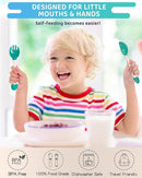 Deejoy Toddler Utensils, Self-feeding Flatware Set withTravel Case, Baby Spoons and Forks with Silicone Bendable Handle, Easy Grip Heat-Resistant, Ideal for Kids, Stage 2 (Green) by TinyTreasures Baby Boutique