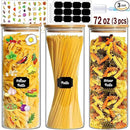 Glass Jars with Bamboo Lids, 72oz 3Pcs Kitchen Glass Containers with Bamboo Lids, Airtight Glass Pantry Storage Containers with Lids for Spaghetti, Pasta, Rice, Nuts, Flour, Bean, Dry Foods by CozyNest Decor