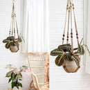 Mkono Macrame Plant Hanger Indoor Hanging Planter Basket with Wood Beads Decorative Flower Pot Holder No Tassels for Indoor Outdoor Boho Home Decor 35 Inch, Brown, Set of 3 (POTS NOT Included) by GreenHaven Gardens