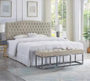 24KF Upholstered Tufted Button Linen Fabric Headboard,Comfortable Fashional Headboard King/CA King Size,Linen by CozyNest Decor