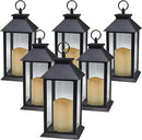 Hanging Glass Panes Lantern Portable Led Candle Light Operated by 3AAA Battery Use for Garden Yard, Indoor & Christmas Day Decoration etc,Pack of 6(Black) by CozyNest Decor