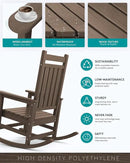 SERWALL Outdoor Rocking Chair Set of 2, HDPE Rocking Chairs for Adult, All Weather Porch Rockers for Lawn Garden, Coffee by GreenHaven Gardens