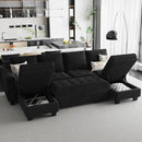 Belffin Modular Sectional Sleeper Sofa with Pull Out Bed Velvet Convertible U Shaped Sectional Sofa Couch with Storage Chaises for Living Room Black by CozyNest Decor