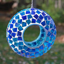 Sunnydaze 6-Inch Glass Mosaic Hanging Bird Feeder for Outdoors - Fly-Through Wild Bird Feeder - Blue Mosaic by GreenHaven Gardens