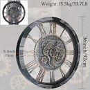 36 Inch Moving Gear Wall Clock, Oversized Wall Clocks, Clock Living Room Decor, Solid Wood Frame, Battery Operated, Large Wall Clock with Steampunk Industrial for Fireplace(Gray) by CozyNest Decor