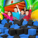 Foam Pit Cubes, 24 PCS 5 Inches Gymnastics Foam Blocks Trampoline Blocks, Multi-Sport Protective Padding for Gymnastics, Trampoline, Parkour, Skate Parks & BMX - Black & Dark Blue by TinyTreasures Baby Boutique