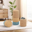 Pouf Ottomans, Handwoven Natural Straw Footstool, Round Braided Outdoor Patio Stool with Wood Frame, Boho Decor Accent Seat Balcony, or Garden (Natural) by CozyNest Decor